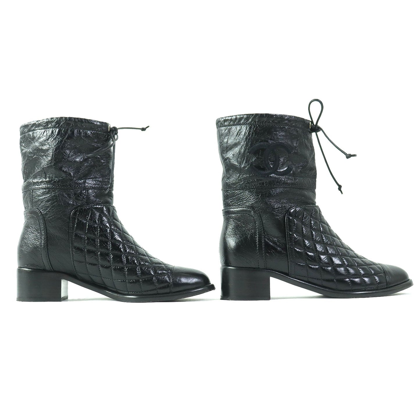 Chanel COCO Mark Leather Short Boots Black