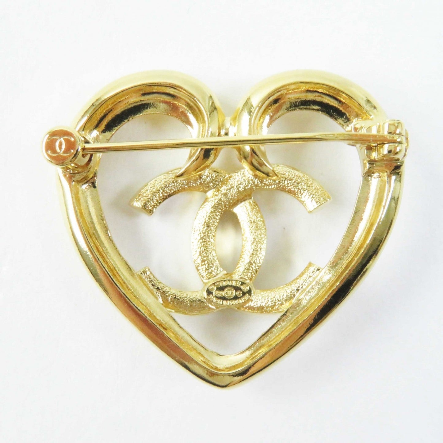 Chanel Brooch F23C Plated Rhinestone COCO Mark Gold Handbag