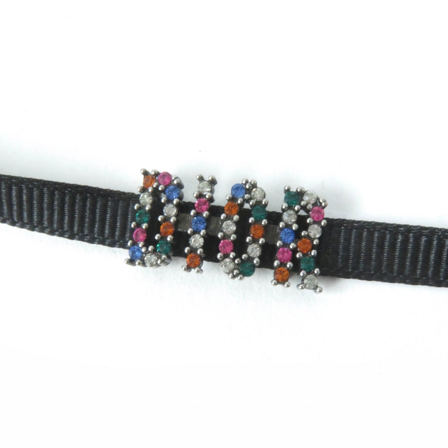 Dior Christian Choker Fabric, Rhinestone, Metal Multicolor Women Black Travel Bag
