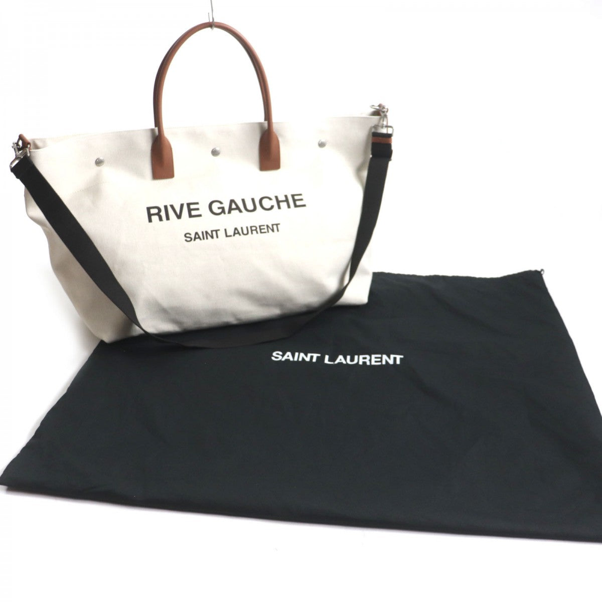 Saint Paris Tote Bag Main Main Beige Leather Canvas 28708