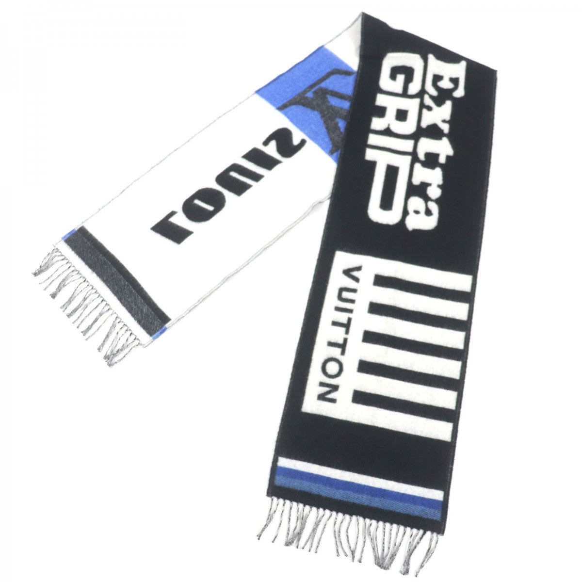 Louis Vuitton Scarf M73439 Forward Wool Black White Blue