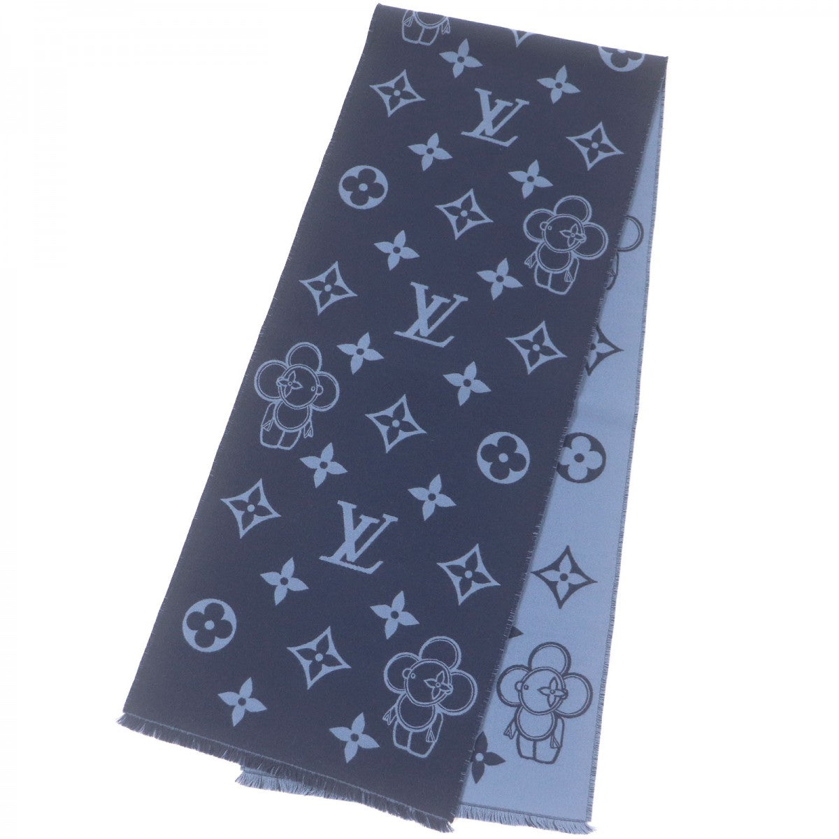 Louis Vuitton Scarf M77129 ne Monogram Wool Navy Apparel
