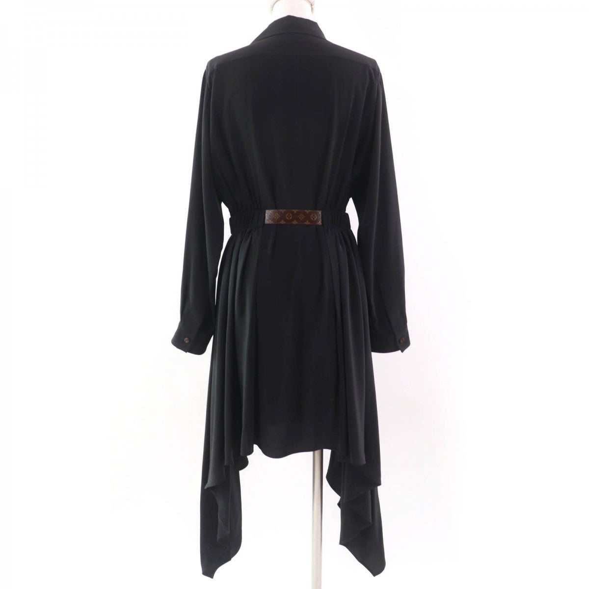 Louis Vuitton one piece 1AFSWC silk Belted Black Apparel