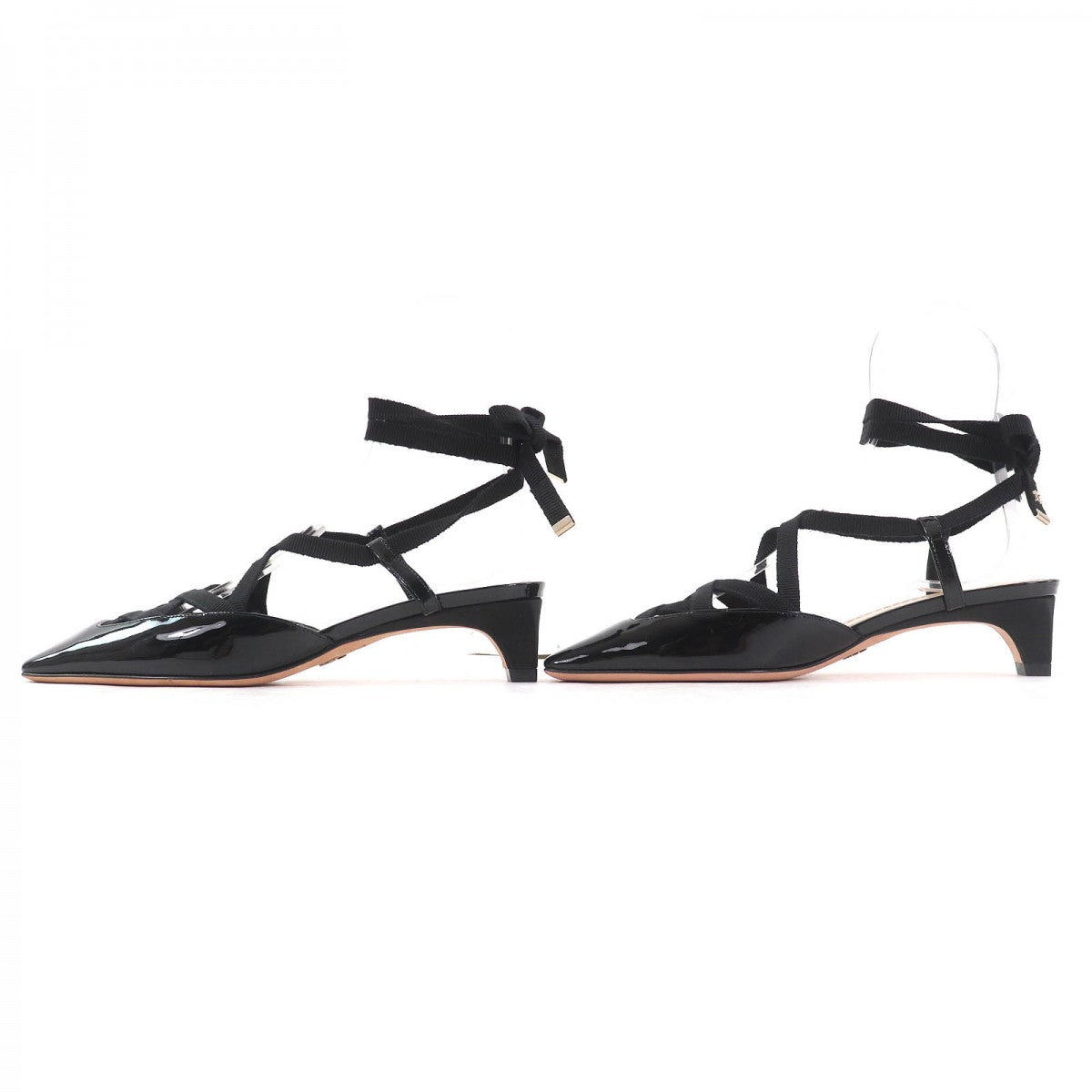 Dior Christian Pumps Patent D Handbag Leather Black Shoes