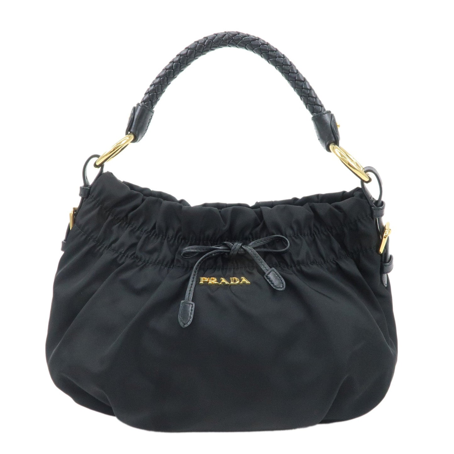 Prada Shoulder Bag d 2 Leather Nylon Black