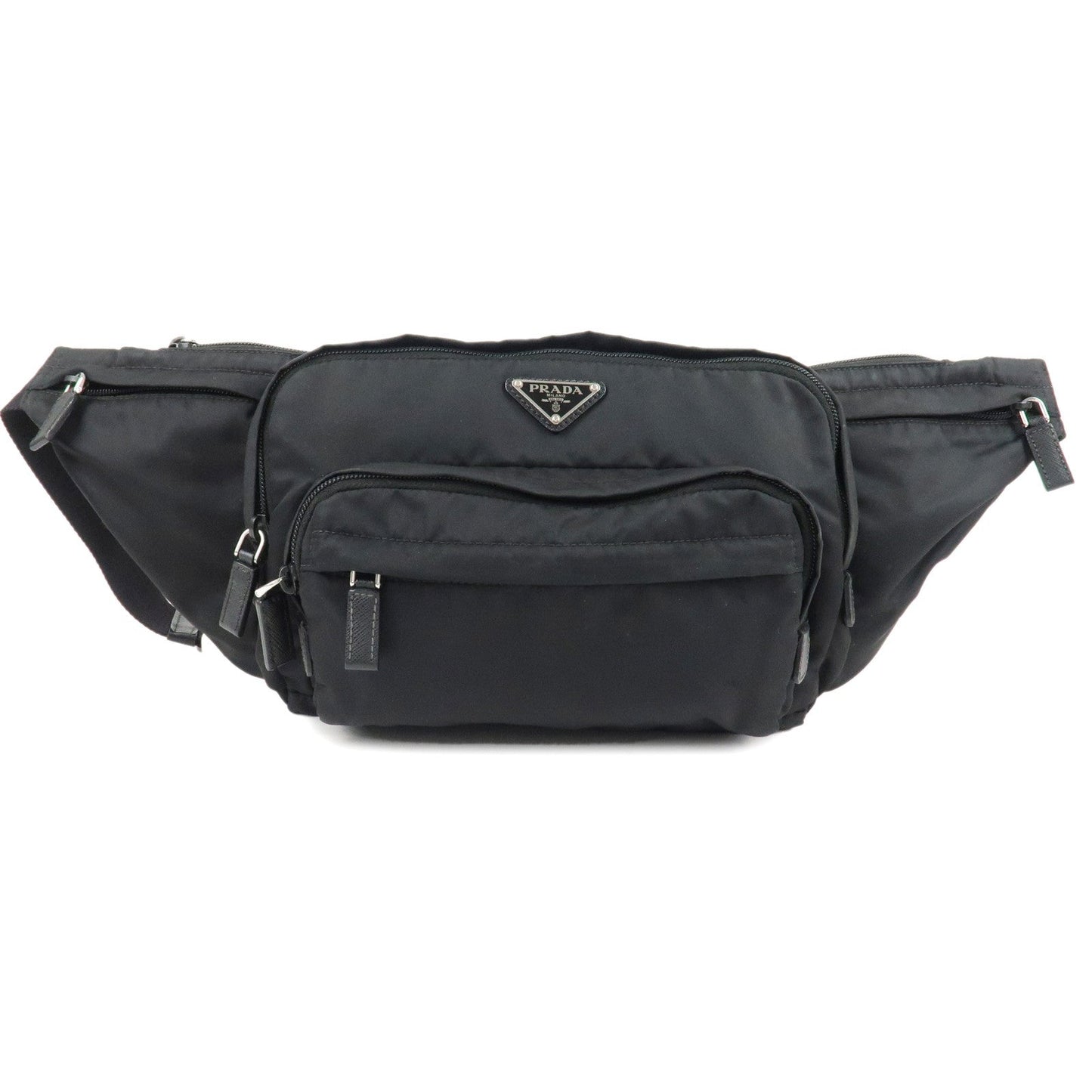 Prada Crossbody Bag Waist Bag d Leather Nylon Black