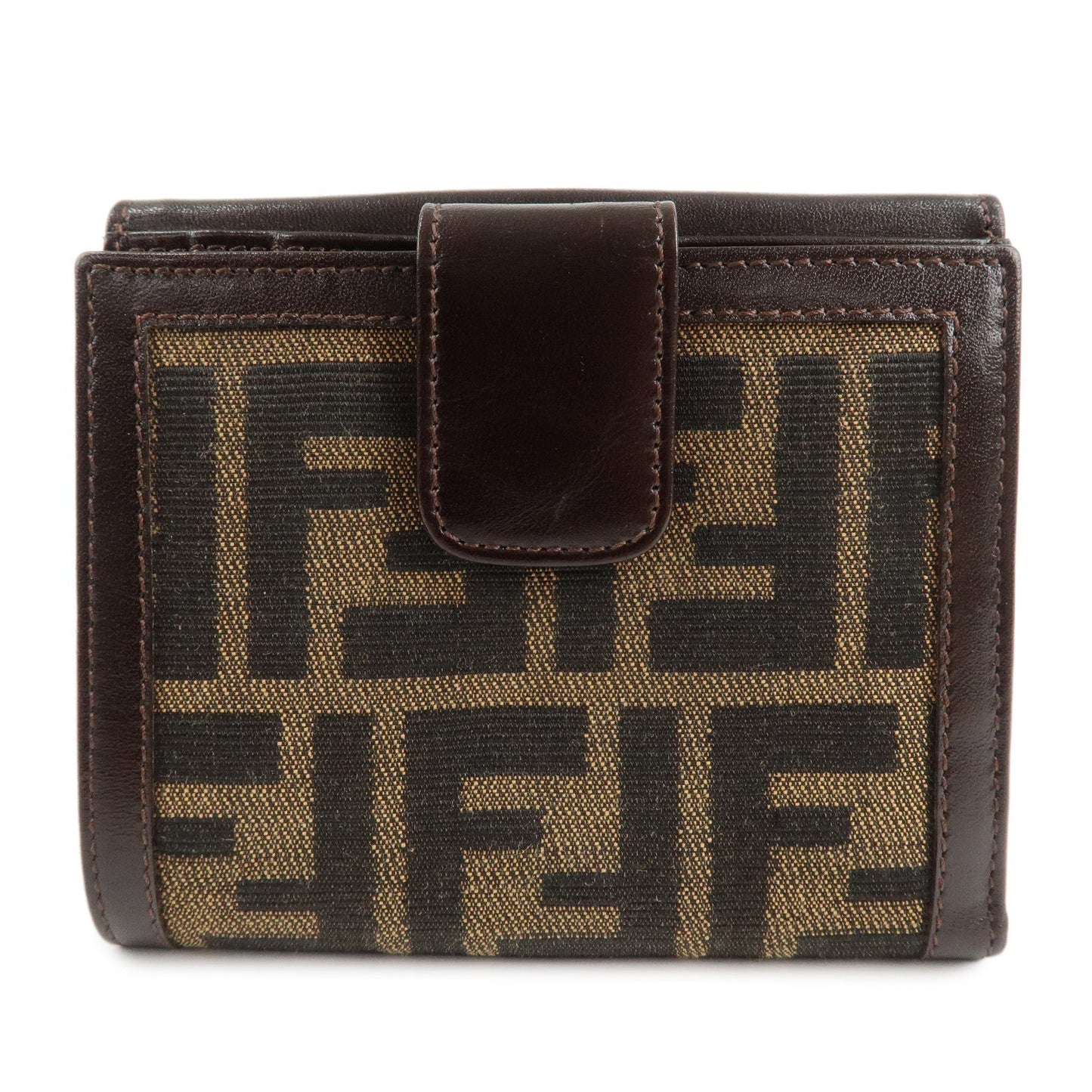 Fendi Zucca W Hook Bifold Wallet d Leather Canvas Handbag