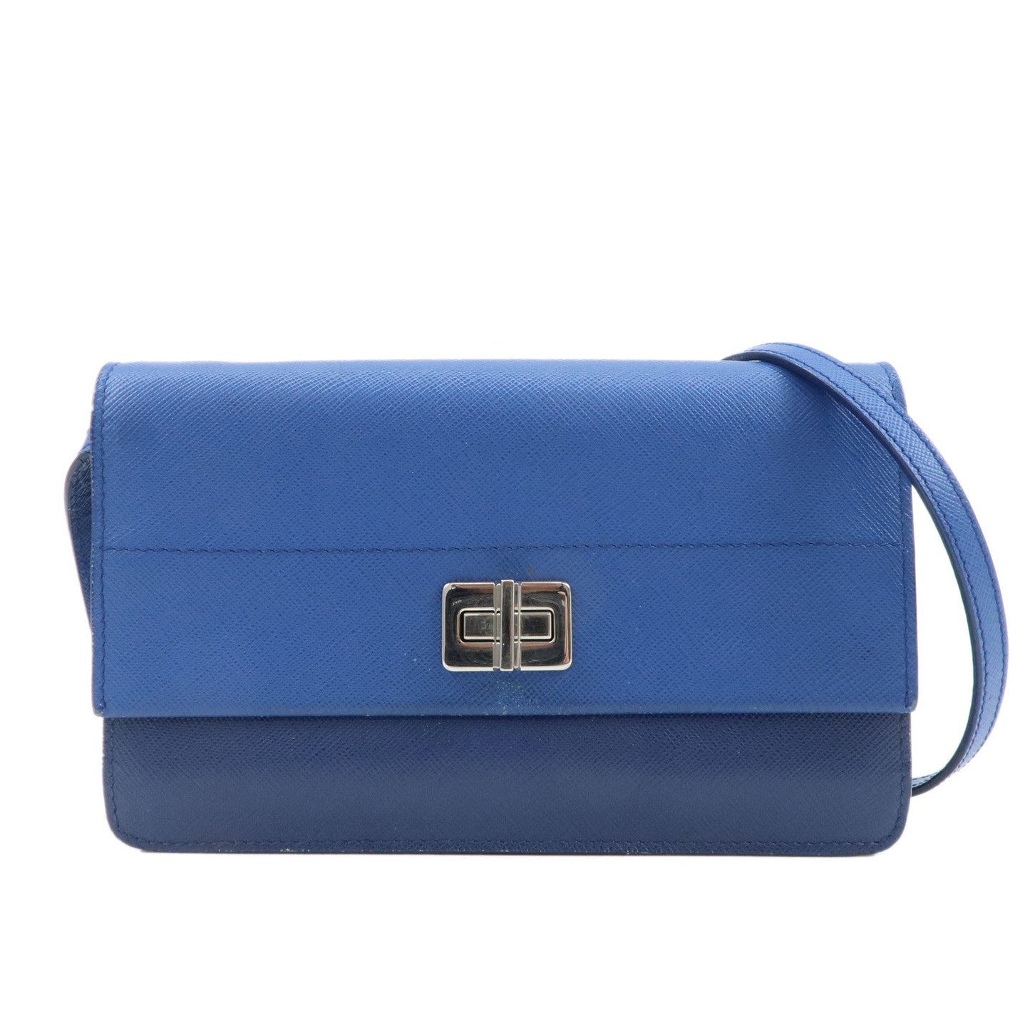 Shoulder Bag d Leather Blue Navy