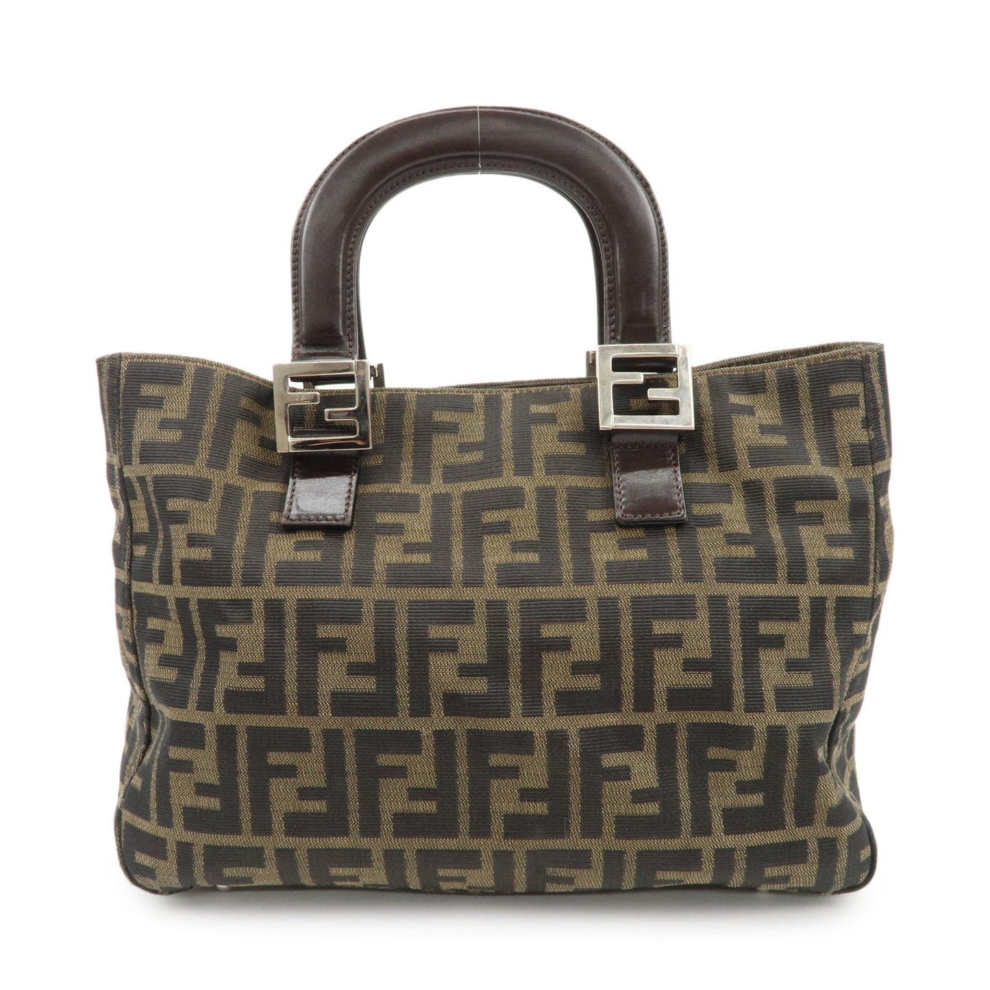Fendi Tote Bag Zucca d 2 Leather Canvas Black