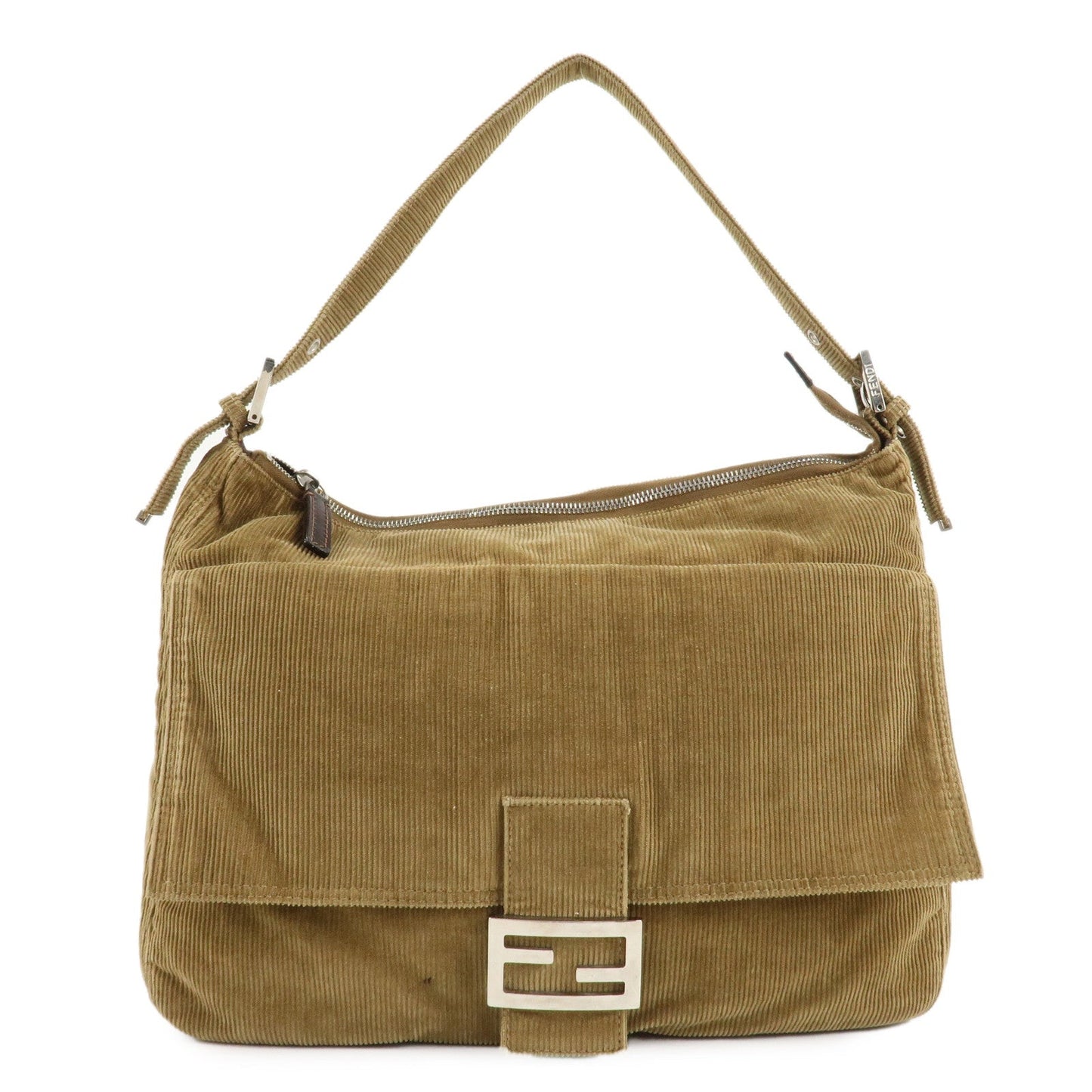 Fendi Shoulder Bag Corduroy Hand Bag d Brown