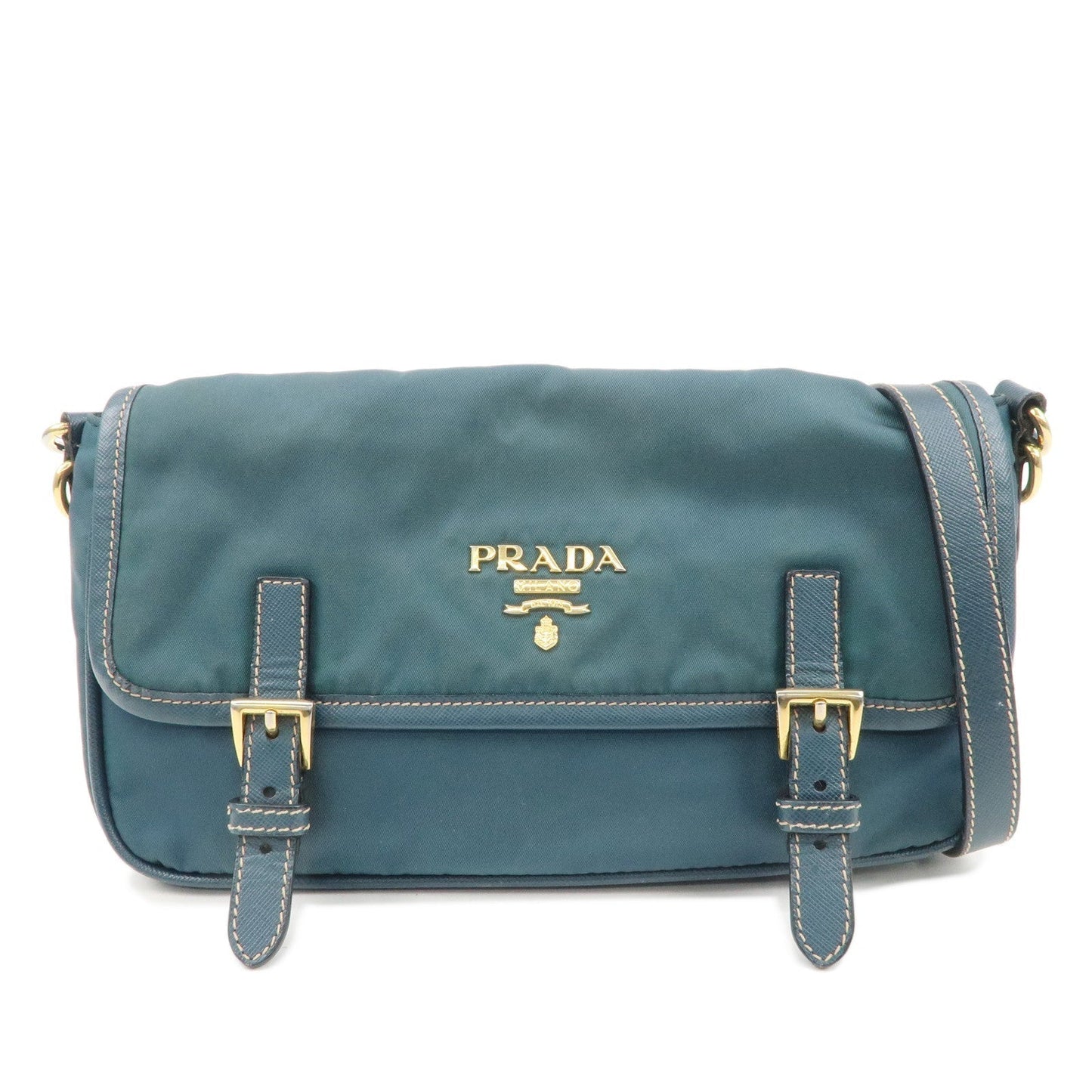 Prada Crossbody Bag Shoulder Bag d Leather Nylon Green