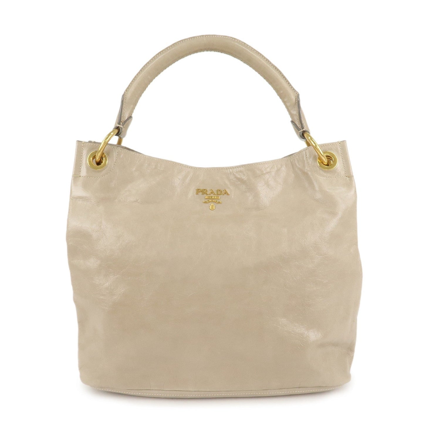 Prada Shoulder Bag Leatehr Hand Bag d Leather Beige