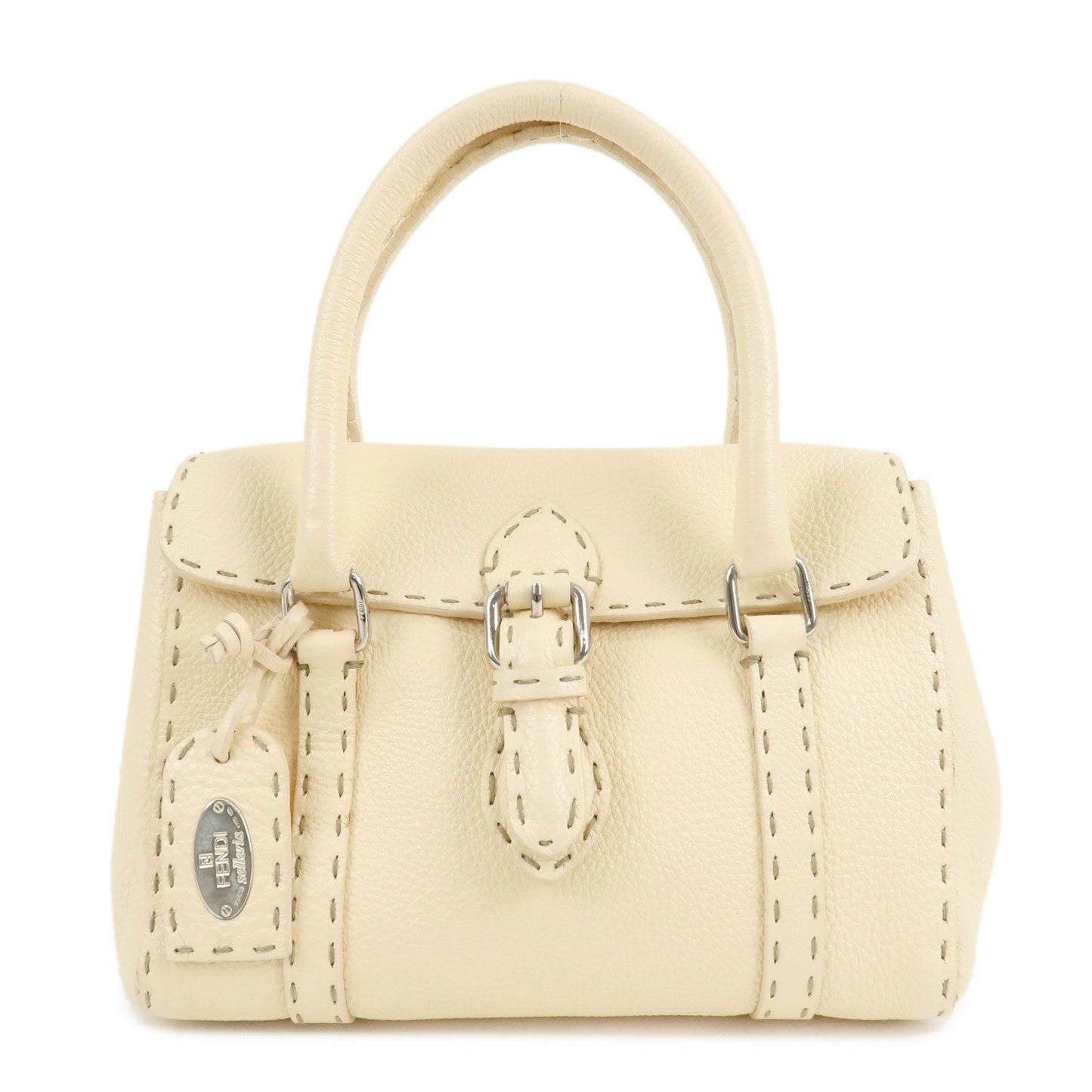 Fendi Bag Selleria Linda Hand Bag d Leather Cream Mini Mini Bag