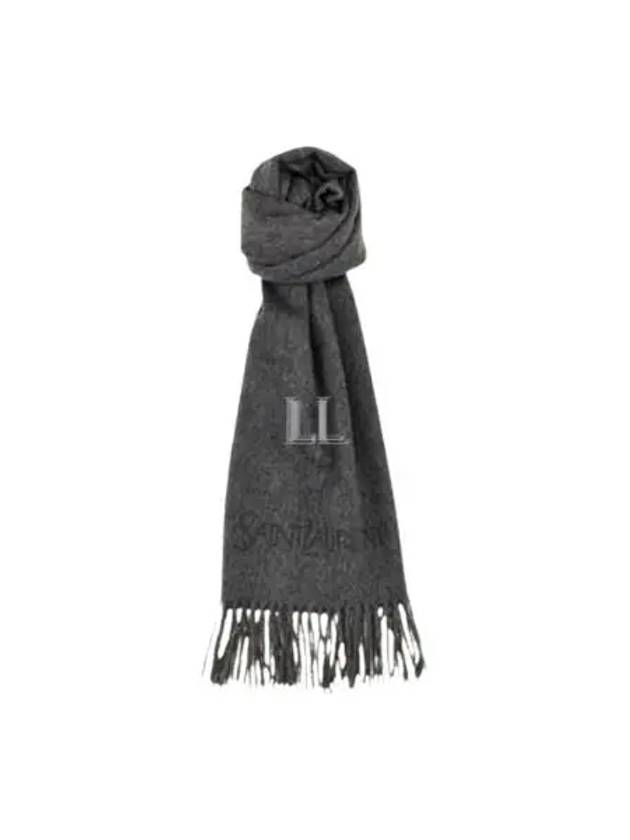 YSL Saint Laurent Saint Laurent Trending Embroidered Cashmere Muffler Graphite Logo Travel Bag