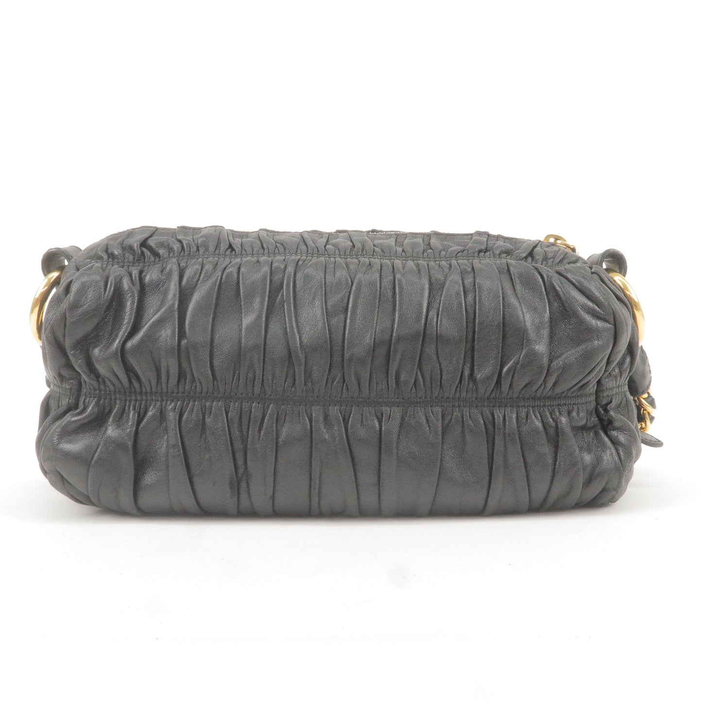 Prada Prada Leather Chain Gather Shoulder Bag Nero Black