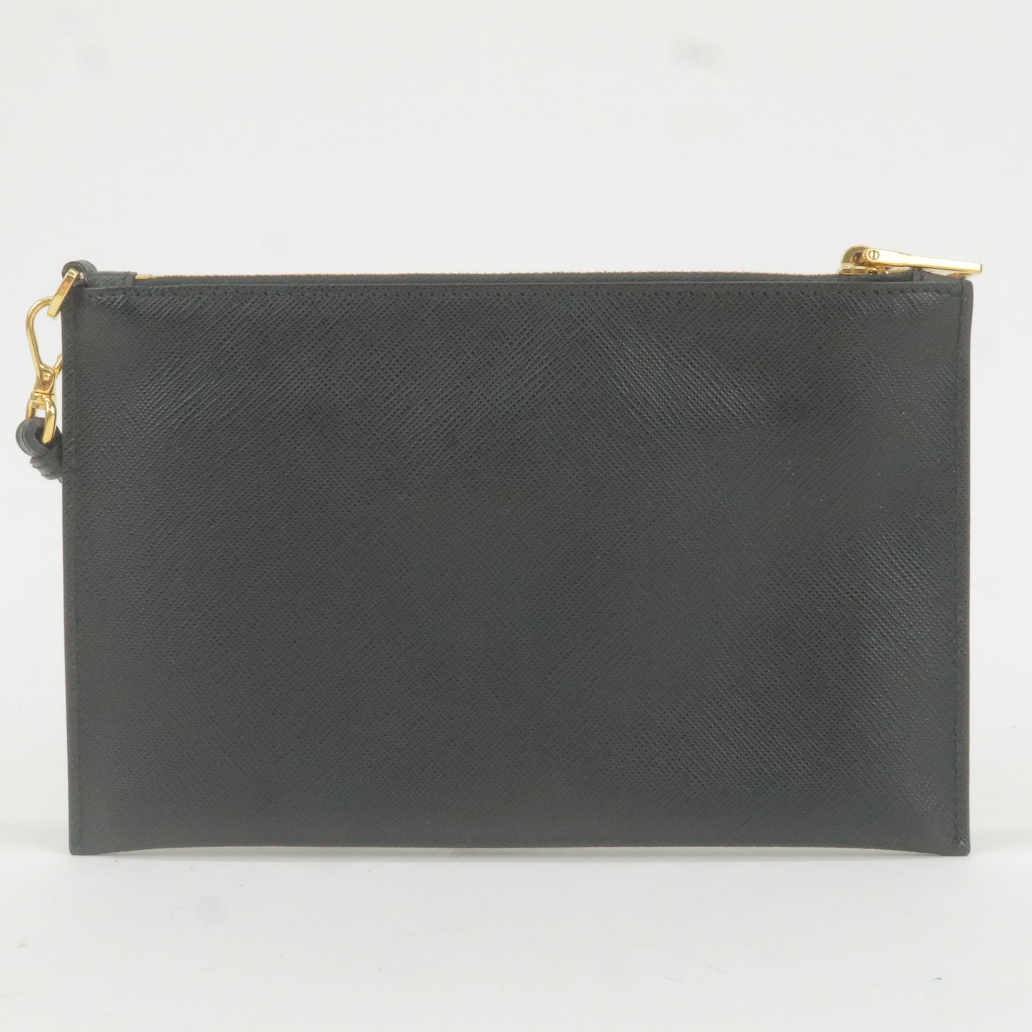 Prada Prada Logo Leather Ribbon Pouch Cosmetics Bag Nero Travel Bag