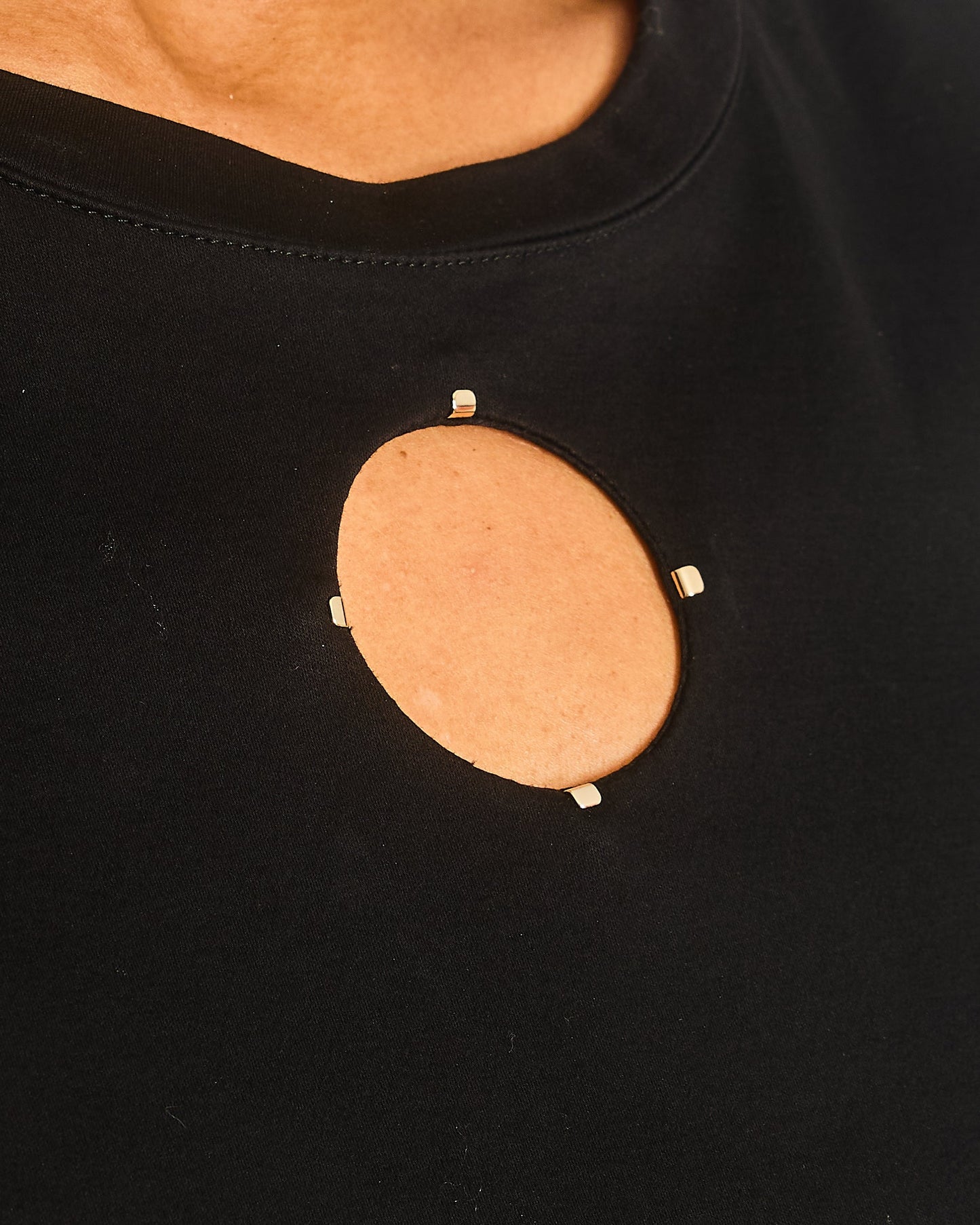 Chanel Black T-Shirt with Cut-Out Front Detailing Size FR 34/36 (UK 6/8) RRP £1,450