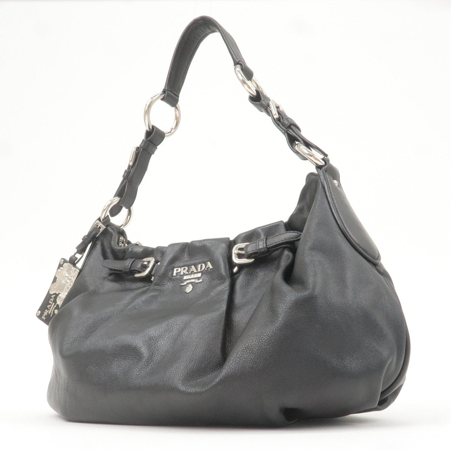 Prada Prada Logo Leather Shoulder Bag Hand Bag Black Br3795 36725 11