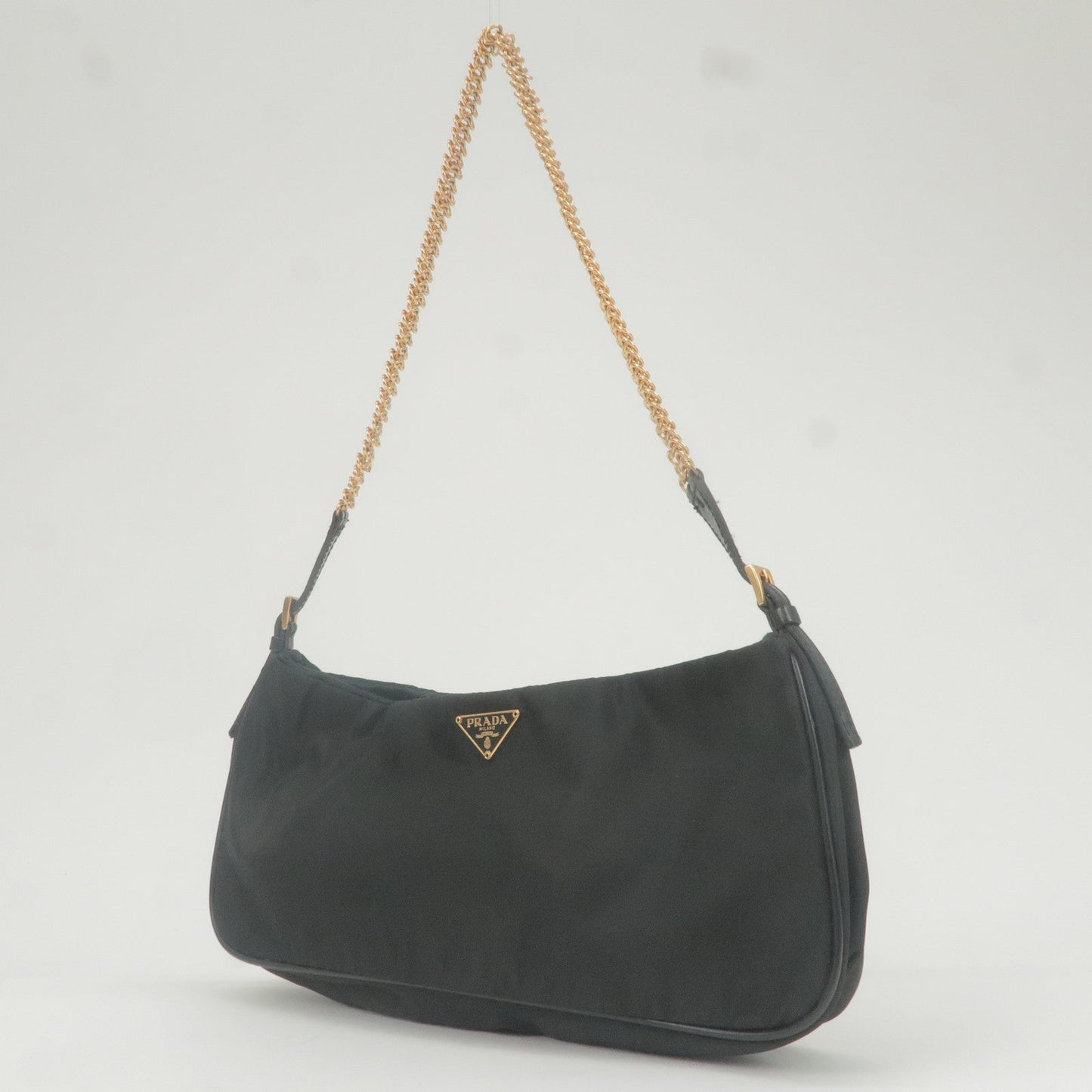 Prada Prada Nylon Chain Shoulder Bag Rose Gold Nero