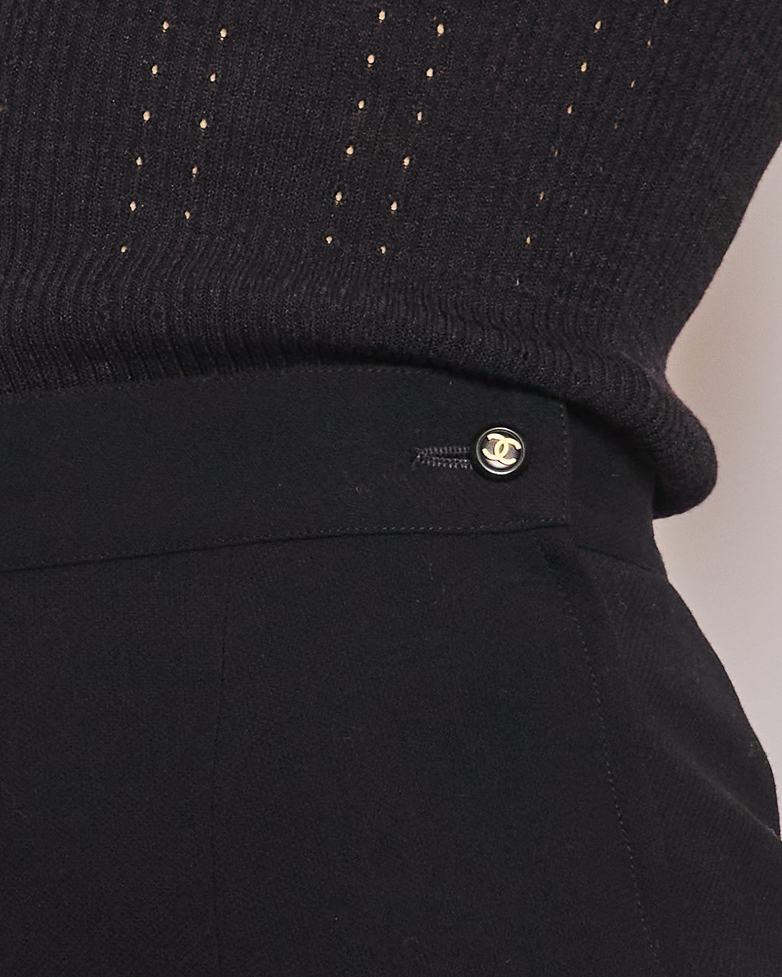 Chanel Black A-Line Mini Skirt With Zig-Zag Stitch Detail Size FR 36 (UK 8)