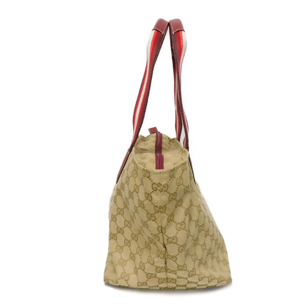 Gucci GG x logo embossed patch Leather Canvas Calf Beige Tote Bag