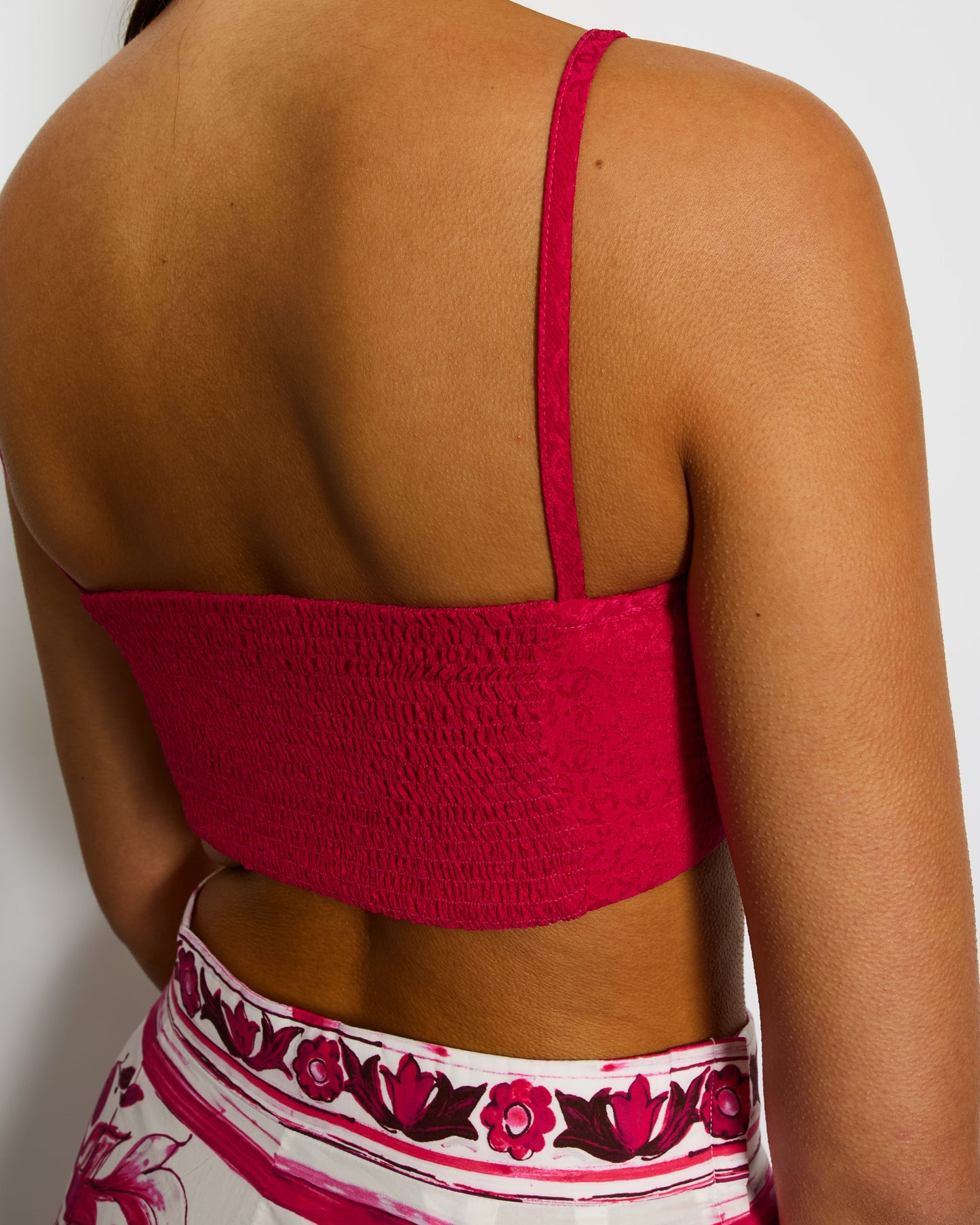 Chanel Raspberry Pink Silk CC Logo Printed Bralette Top with Crystal Details Size FR 38 (UK 10) Accessory