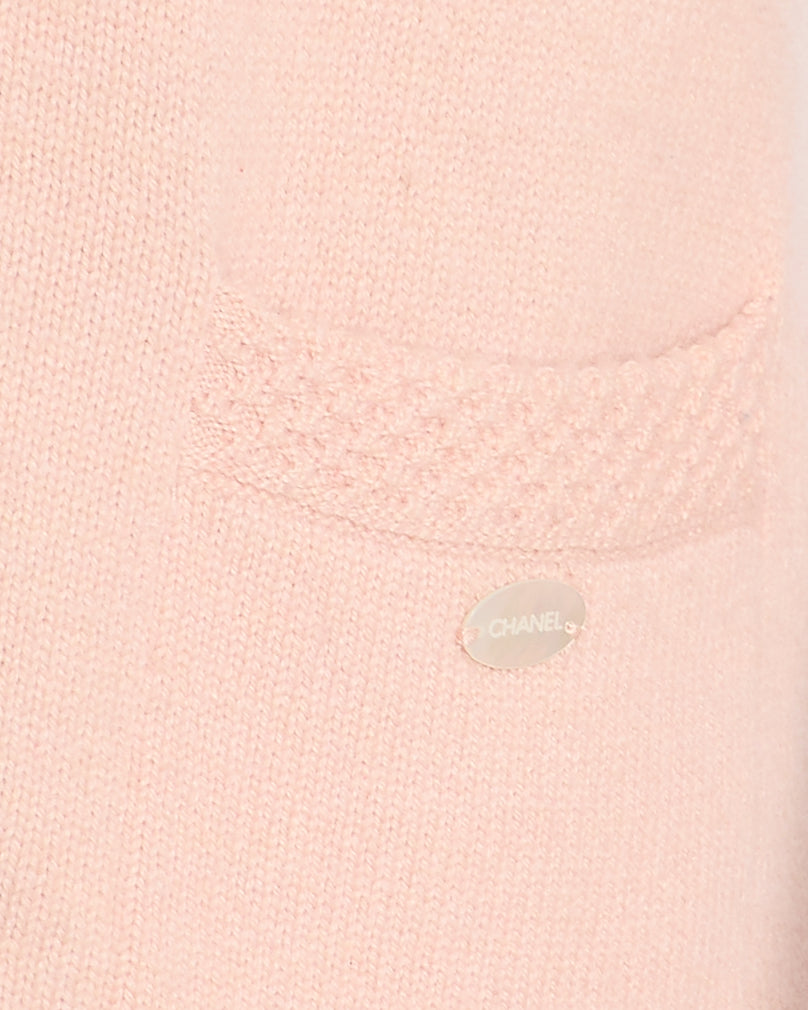 Chanel 05/S Pink Cashmere Cardigan with Floral Crystals Size FR 38 (UK 10) Apparel