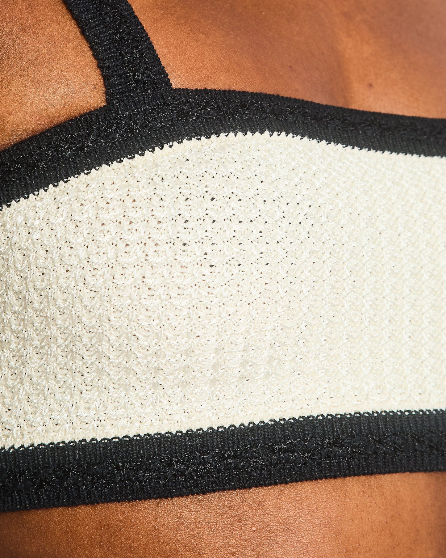 Chanel Cream Black Tweed Bralette Top with Black CC Buttons Detail Size FR 34 (UK 6) Accessory