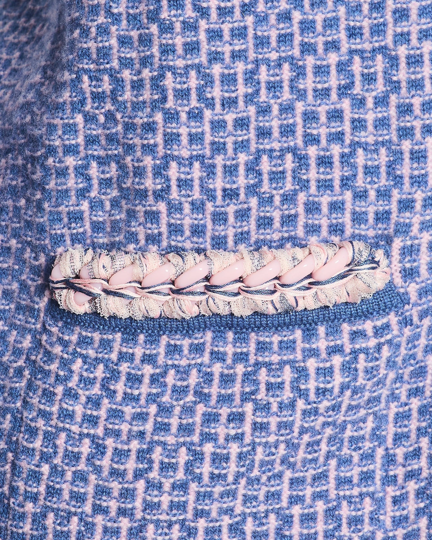 Chanel 11/C Blue and Pink Cashmere Knitted Cardigan with Braided Trim Detail Size FR 36 (UK 8) Apparel