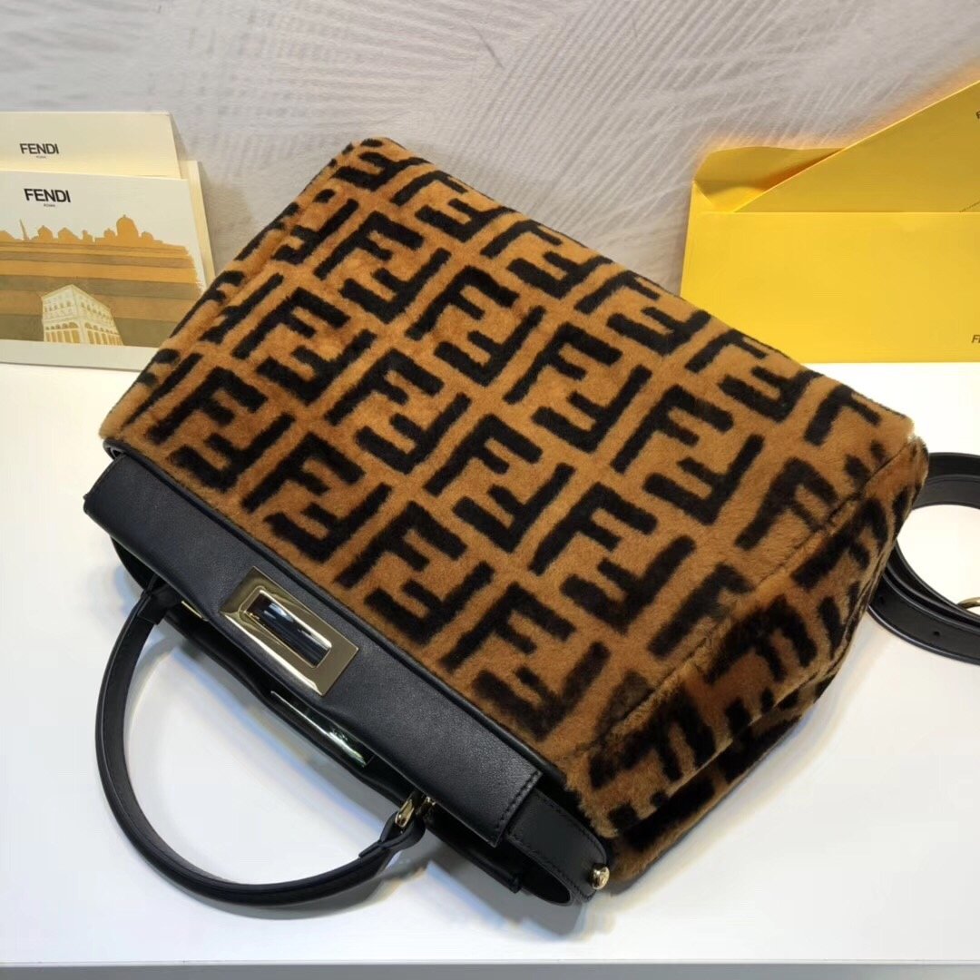 Fendi Top QualityTop Quality Peekaboo Handle Brown FF Handbag