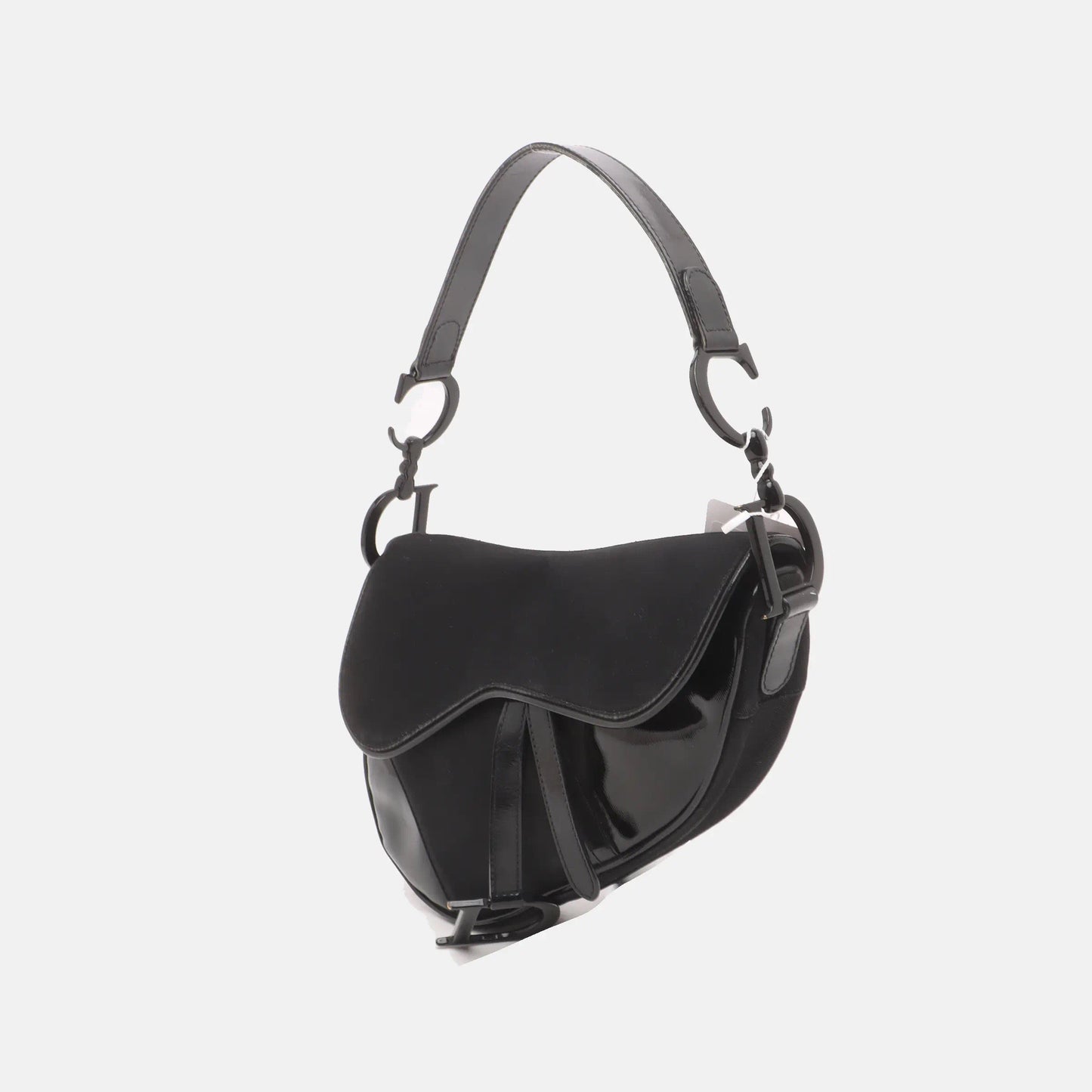 Dior Saddle So Fabric And Patent Shoulder Bag Leather Black