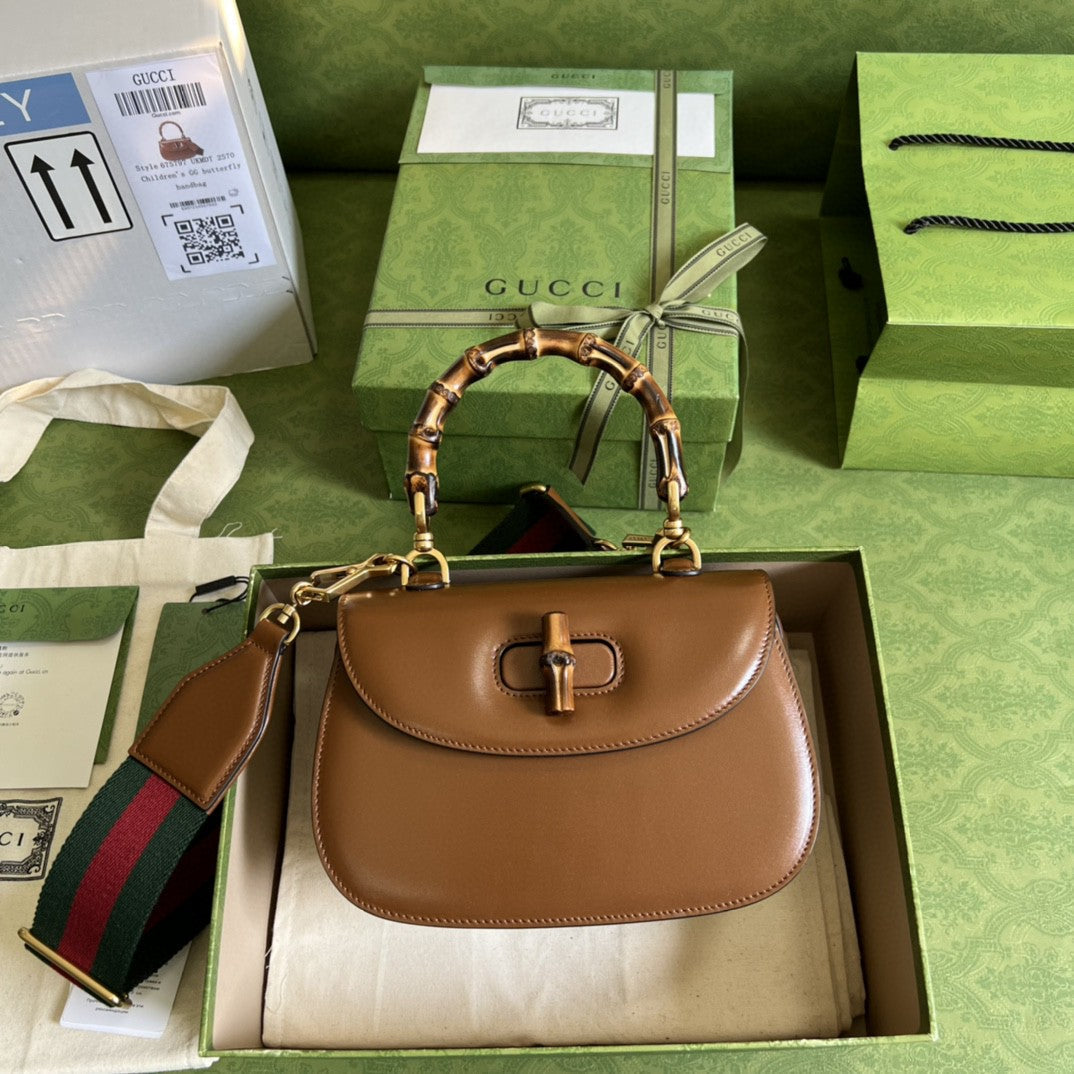 gg Bamboo Cuir 8 3in Small Top Handle Travel Bag