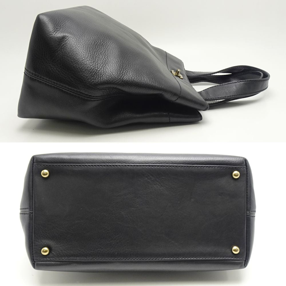Chanel Tote Bag Calf x Metal Fittings Black Gold
