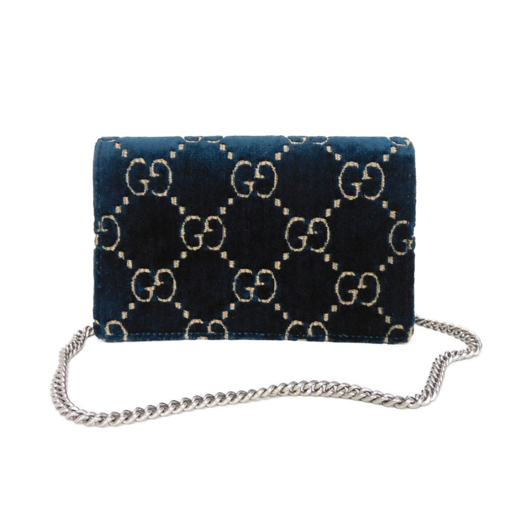 Gucci 9TIBN Velvet x Tiger Leather Patent Calf Blue Shoulder Bag