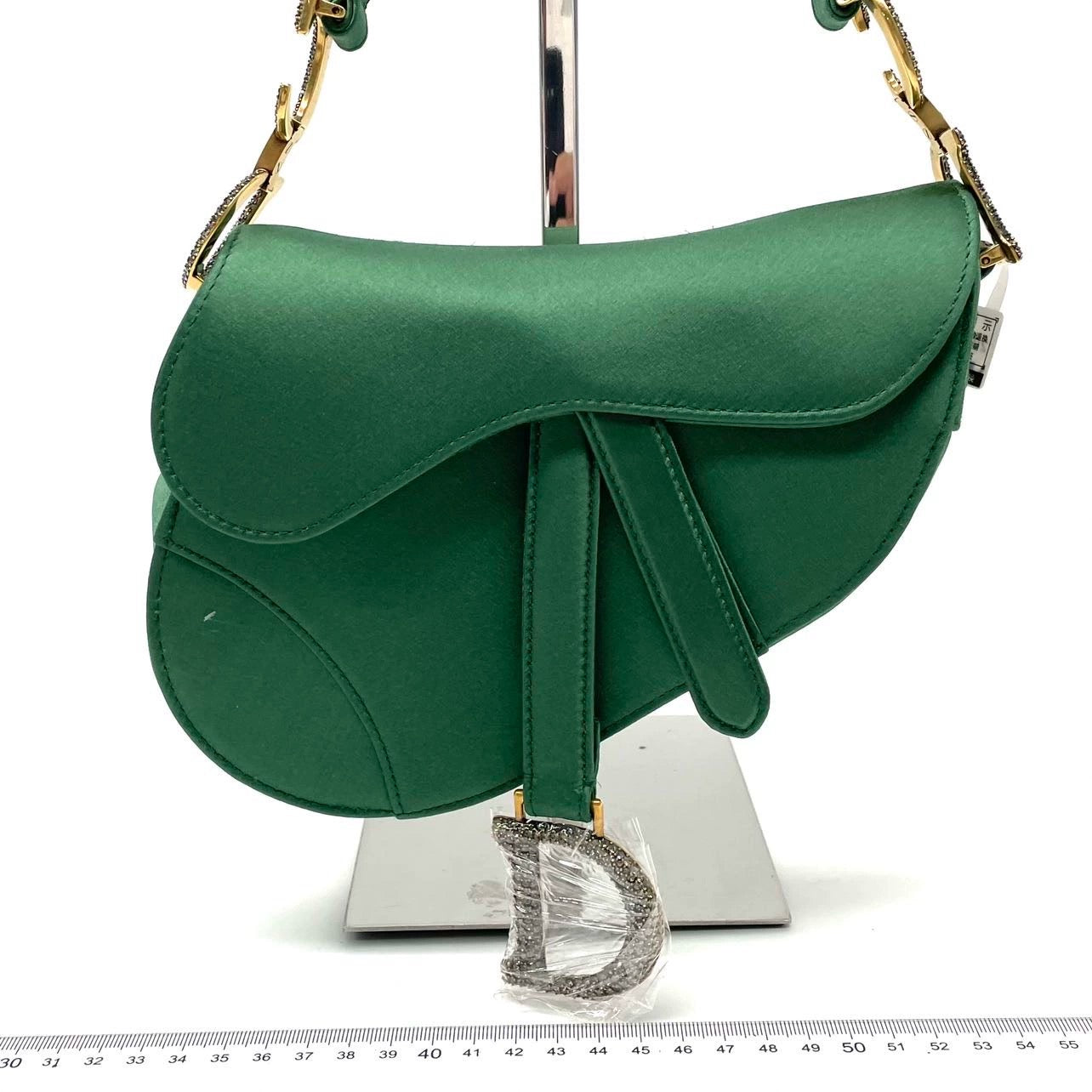 Dior Saddle Silk Emerald With Crystals Handbag Green Mini Travel Bag