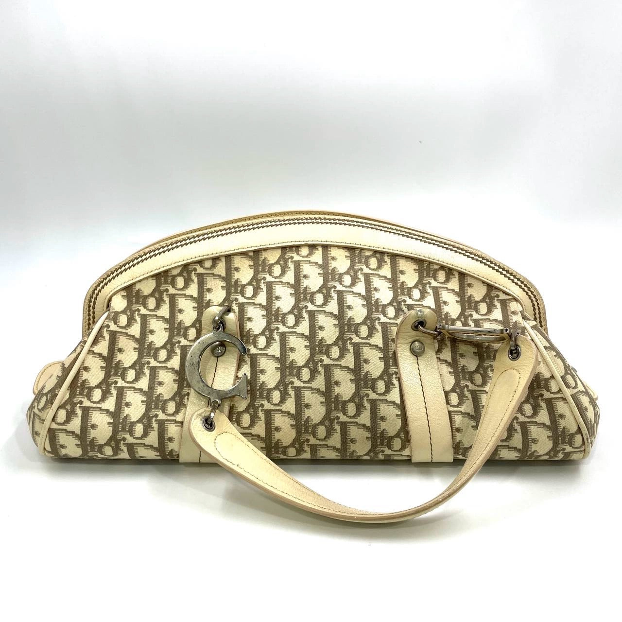 Dior Embroidered issimo Bowler Bag Top Monogram White Travel Bag