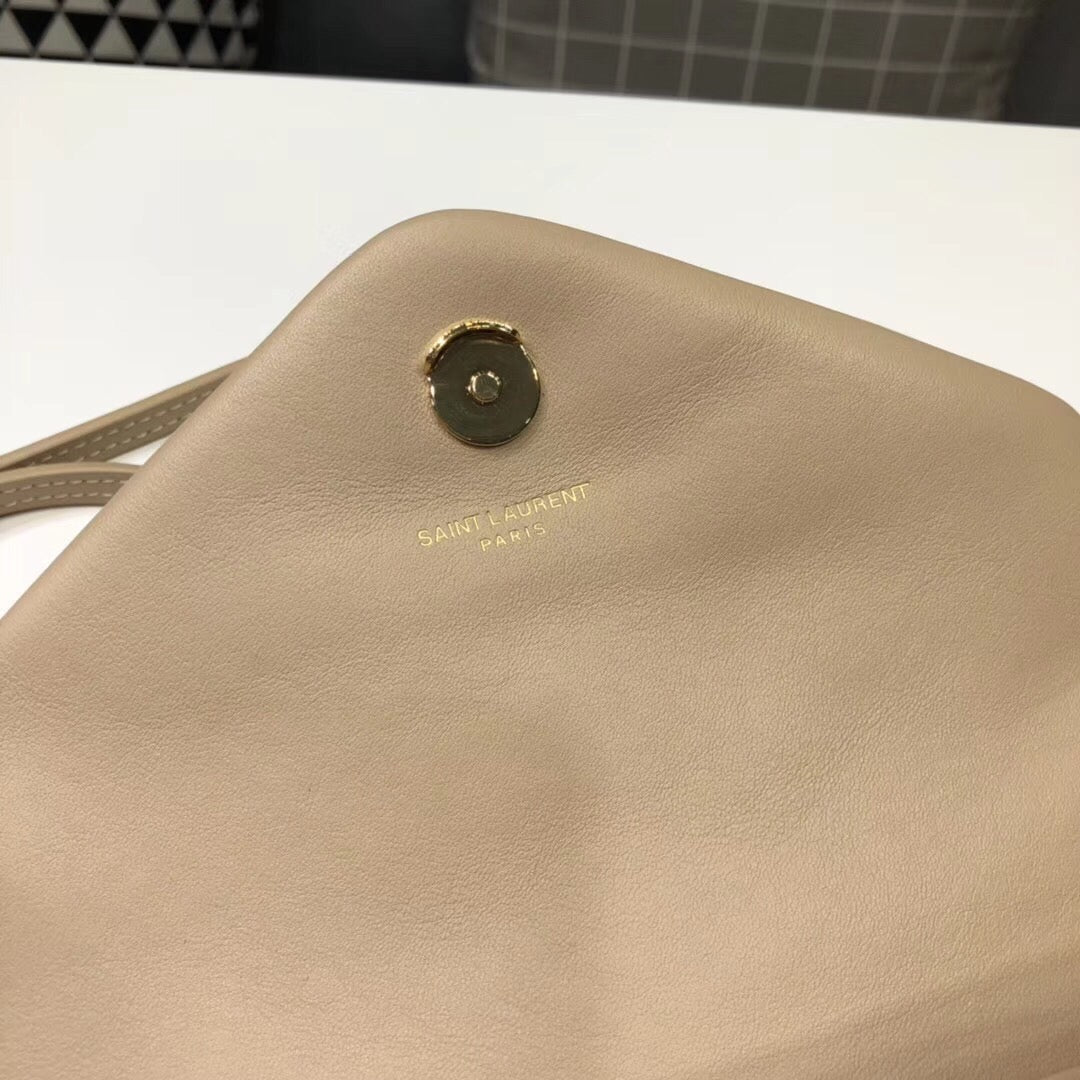 YSL Saint Laurent Loulou 7in 18cm Beige Mini Shoulder Bag