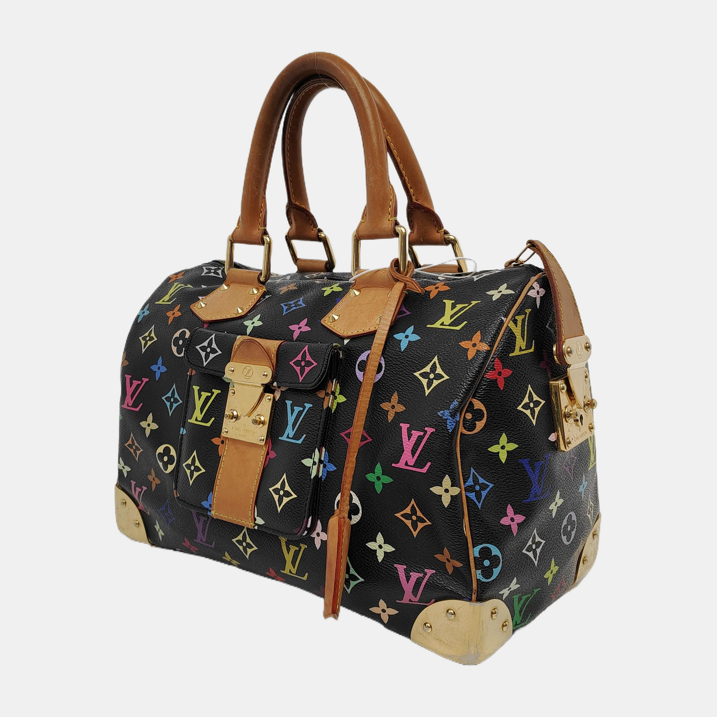 Louis Vuitton x Takashi Murakami Speedy 30 Lock Multicolor Black Handbag