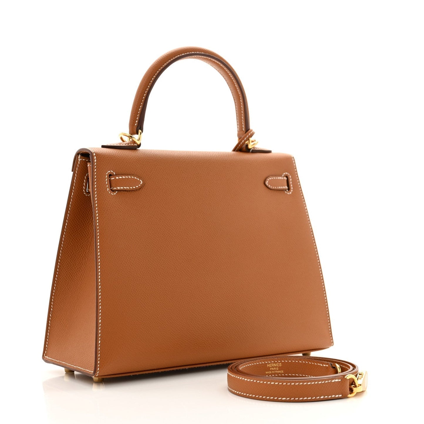 Hermes Epsom Kelly Sellier Handbag Gold Travel Bag 25 Gold 1654254