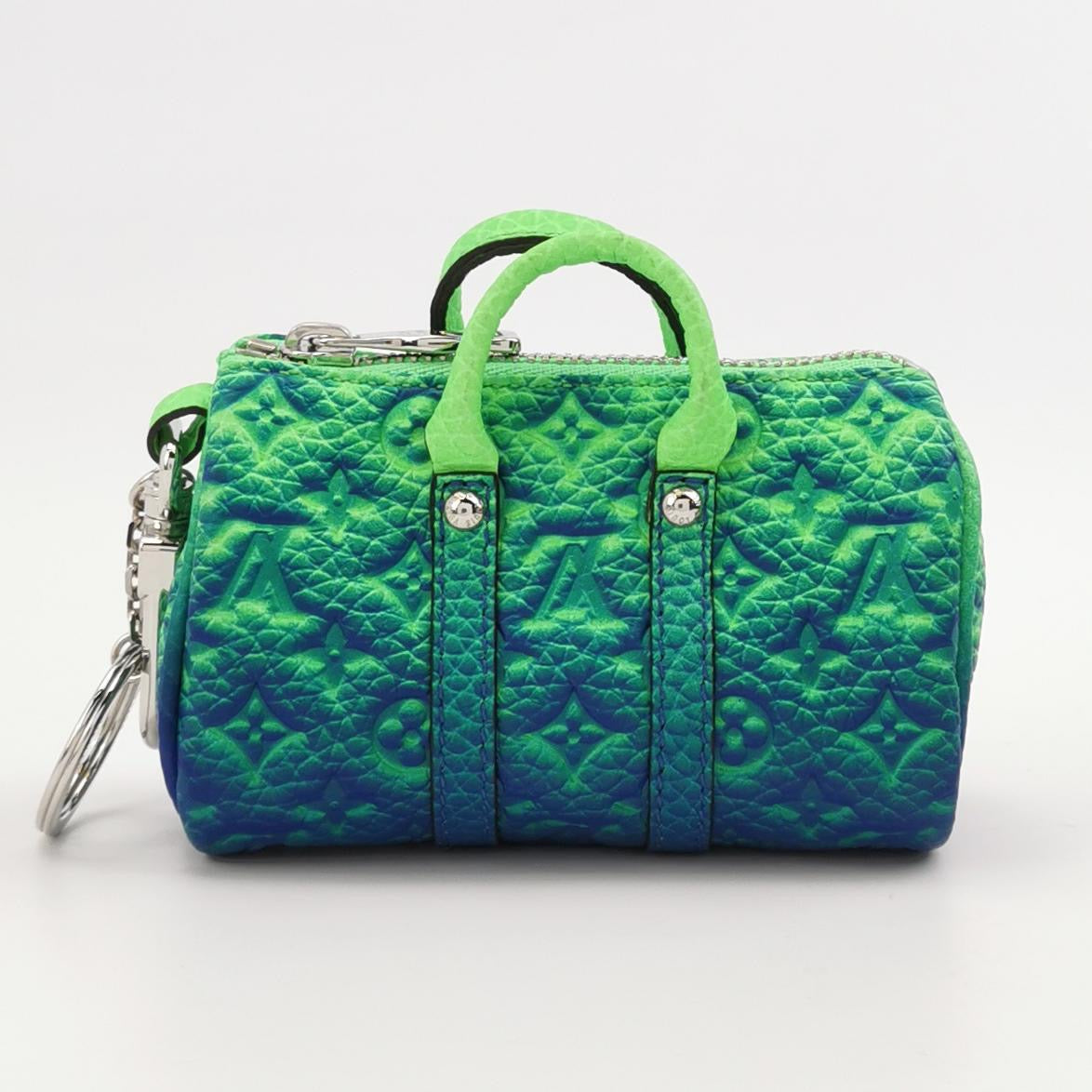 Louis Vuitton Virgil Abloh Taurillon Illusion Keepall Charm Blue Green Key Chain