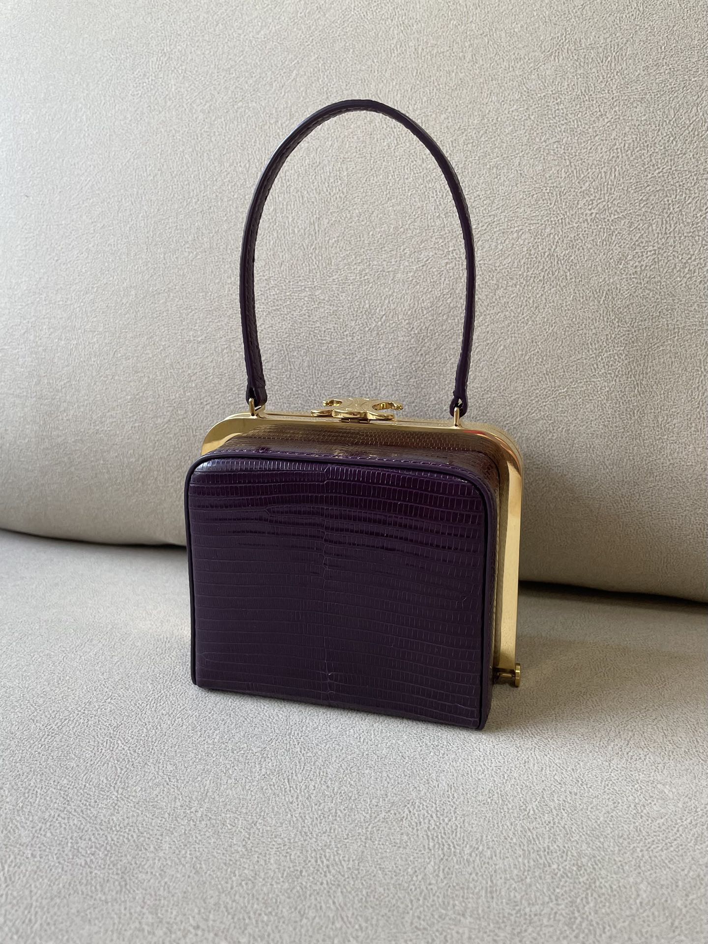 Top Quality Triomphe Minaudiere In Lizard Violet Travel Bag