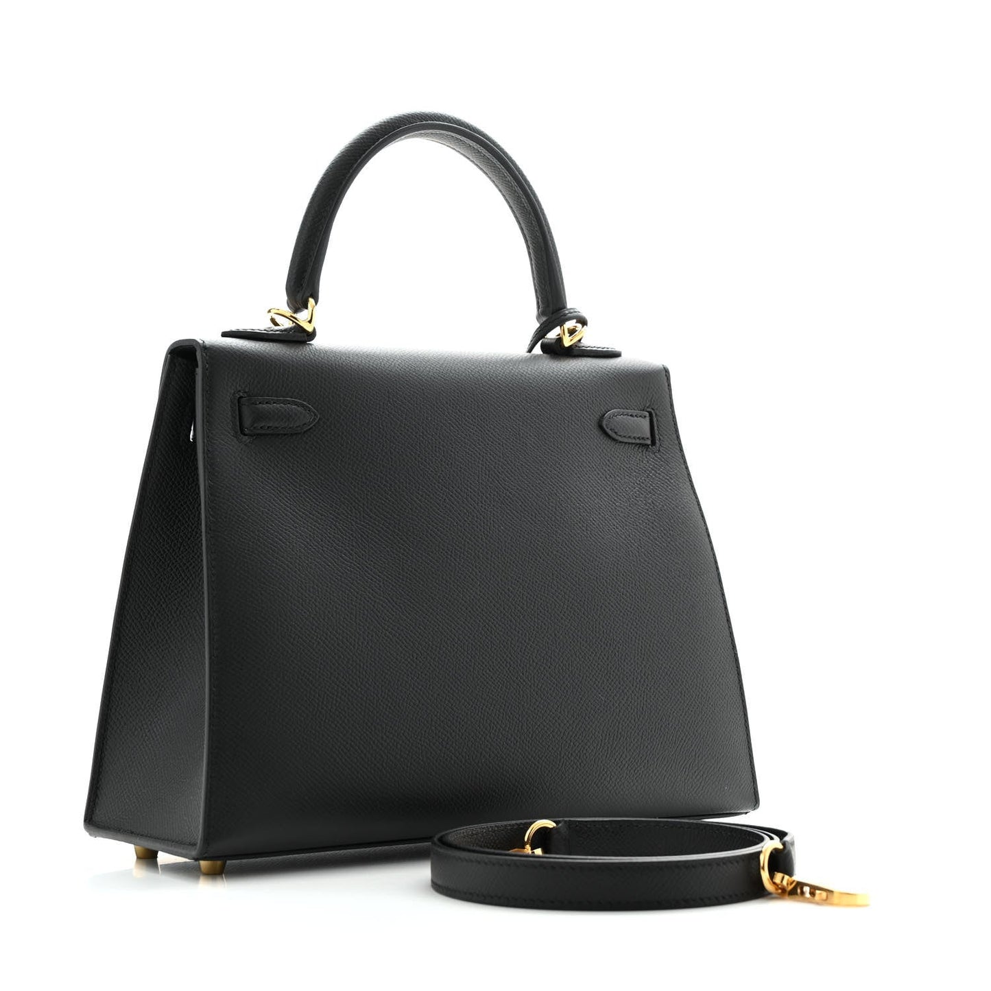 Hermes Epsom Kelly Sellier Handbag Black Travel Bag 25 Black 1755393