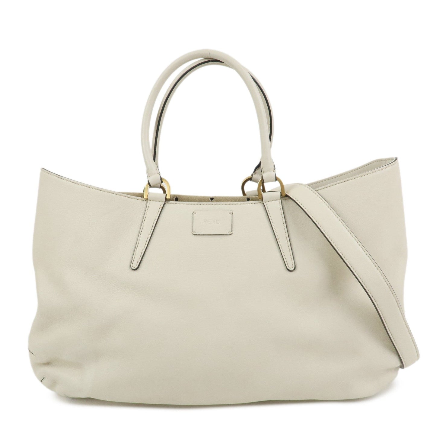 Shoulder Bag 2Way Bag Hand Bag Ivory Leather Logo