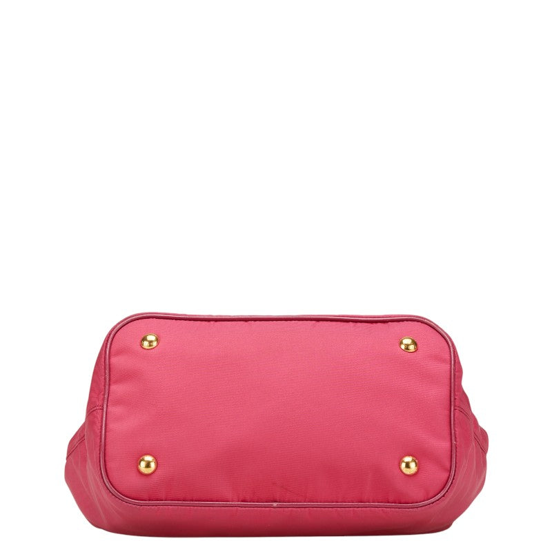 Prada 1Ba172 2Way Bag Leather Nylon Travel Bag