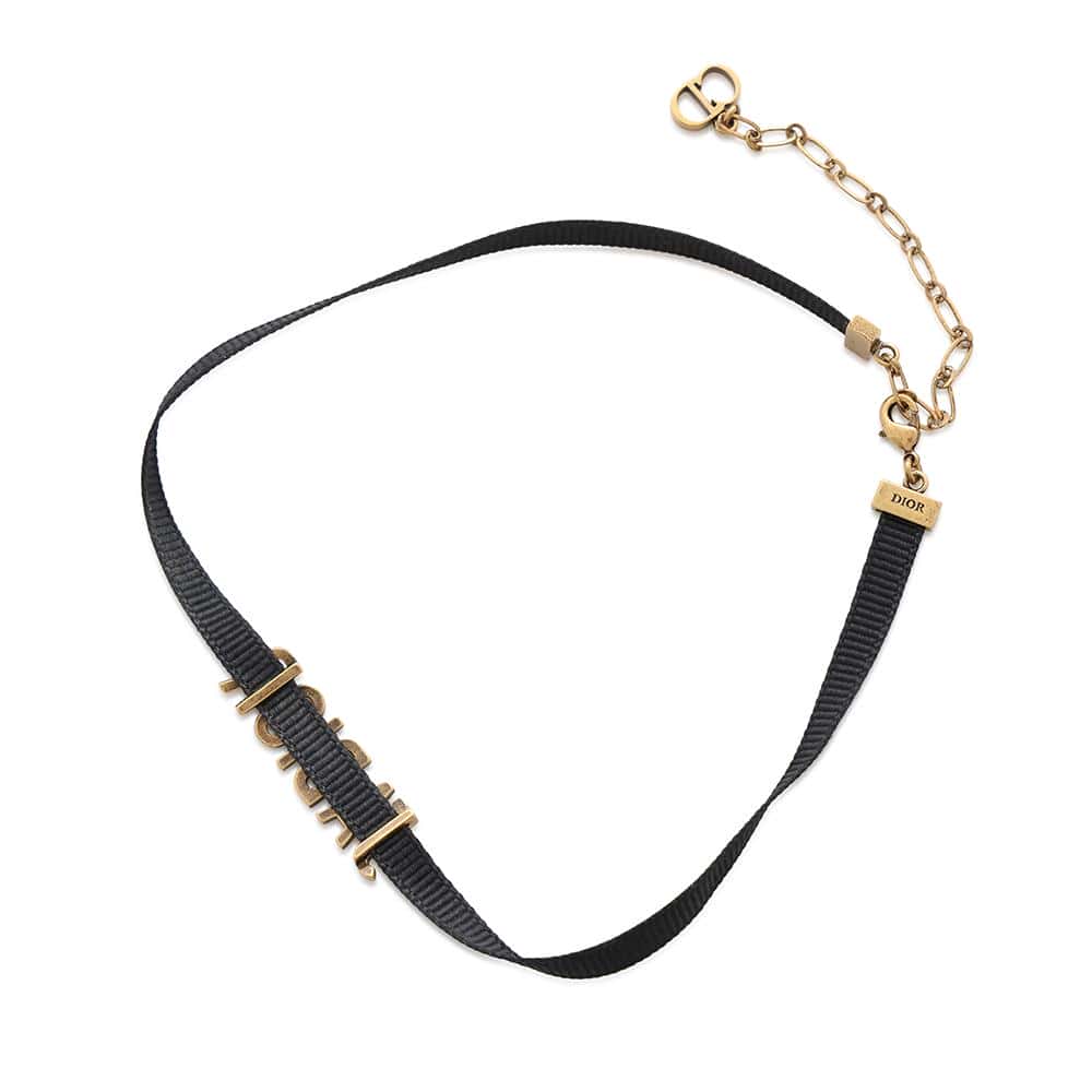 Dior Ja Choker Antique Blackn Adrmt Metal Grosgrain Gold Travel Bag