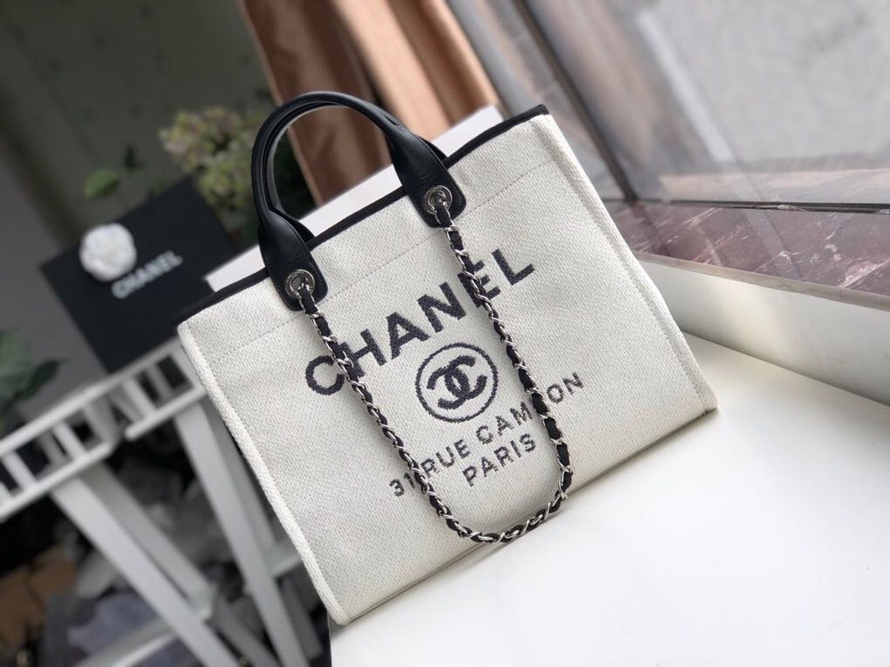 Chlsmall Shopping Bag Hardware For Women Handbags White Silver Shoulder Bag