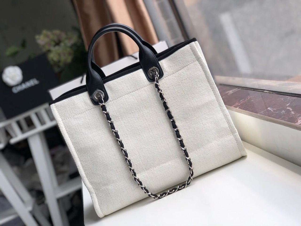 CHLSmall Shopping Hardware , ’s White Silver Shoulder Bag