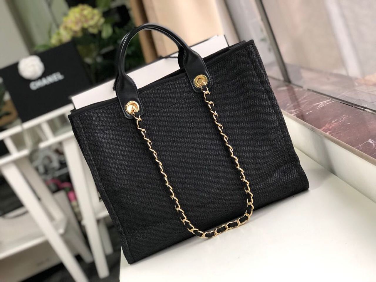 CHL Deauville 38cm A66941 Black Grey Tote Bag