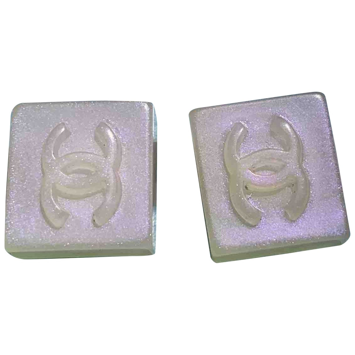 Chanel white plastic earrings Jewelry