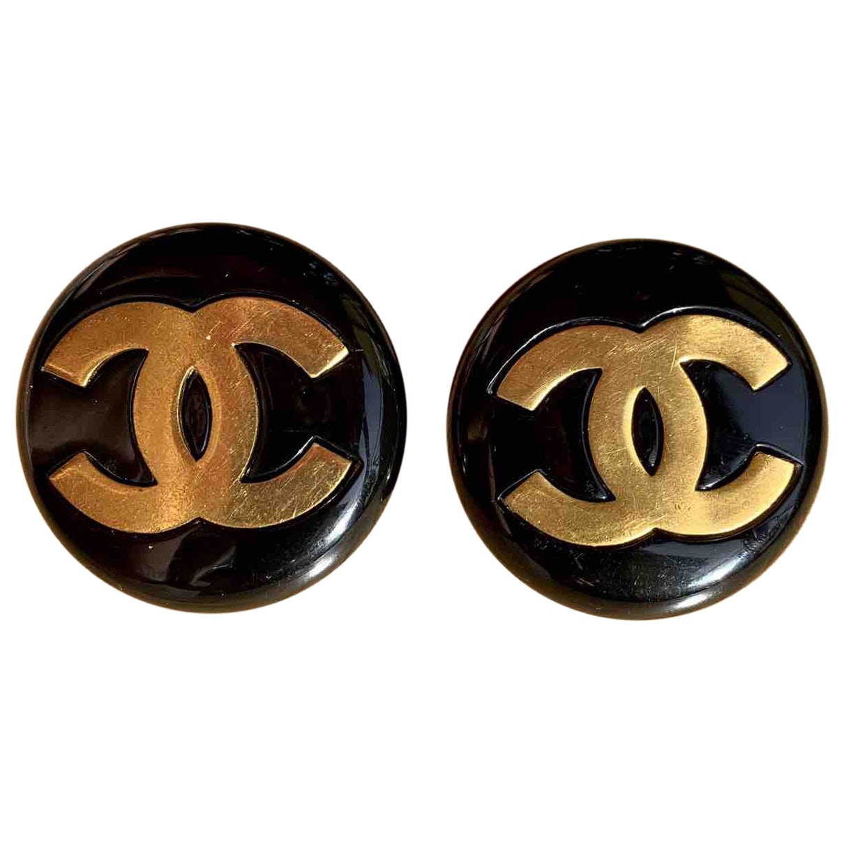 Chanel cc black plastic earrings Jewelry